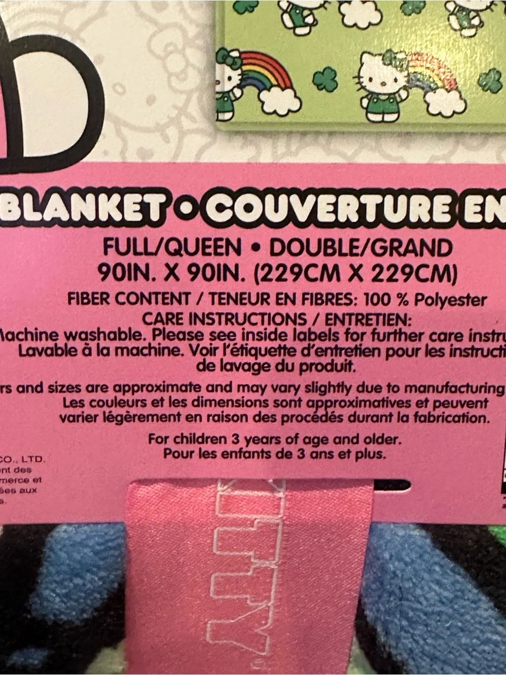 New! Hello Kitty Lucky Rainbow Plush Blanket Full/Queen 90x90 NWT Sanrio NWT